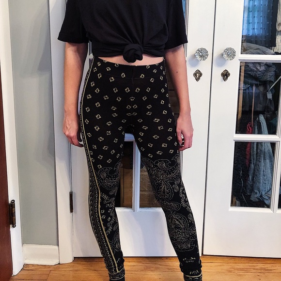 Free People Black and Gold leggings - Picture 2 of 5